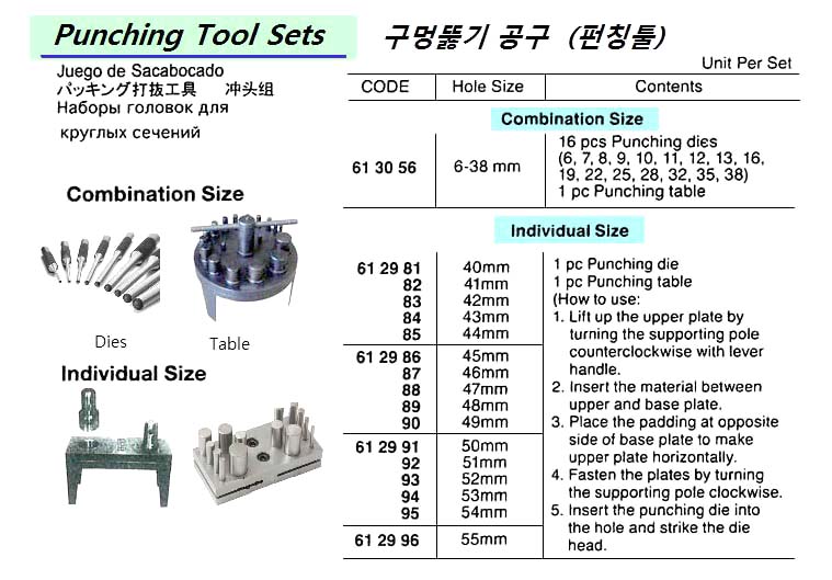 Impa Code: 612987 - PUNCHING TOOL SET, INDIVIDUAL SIZE, 46 MM