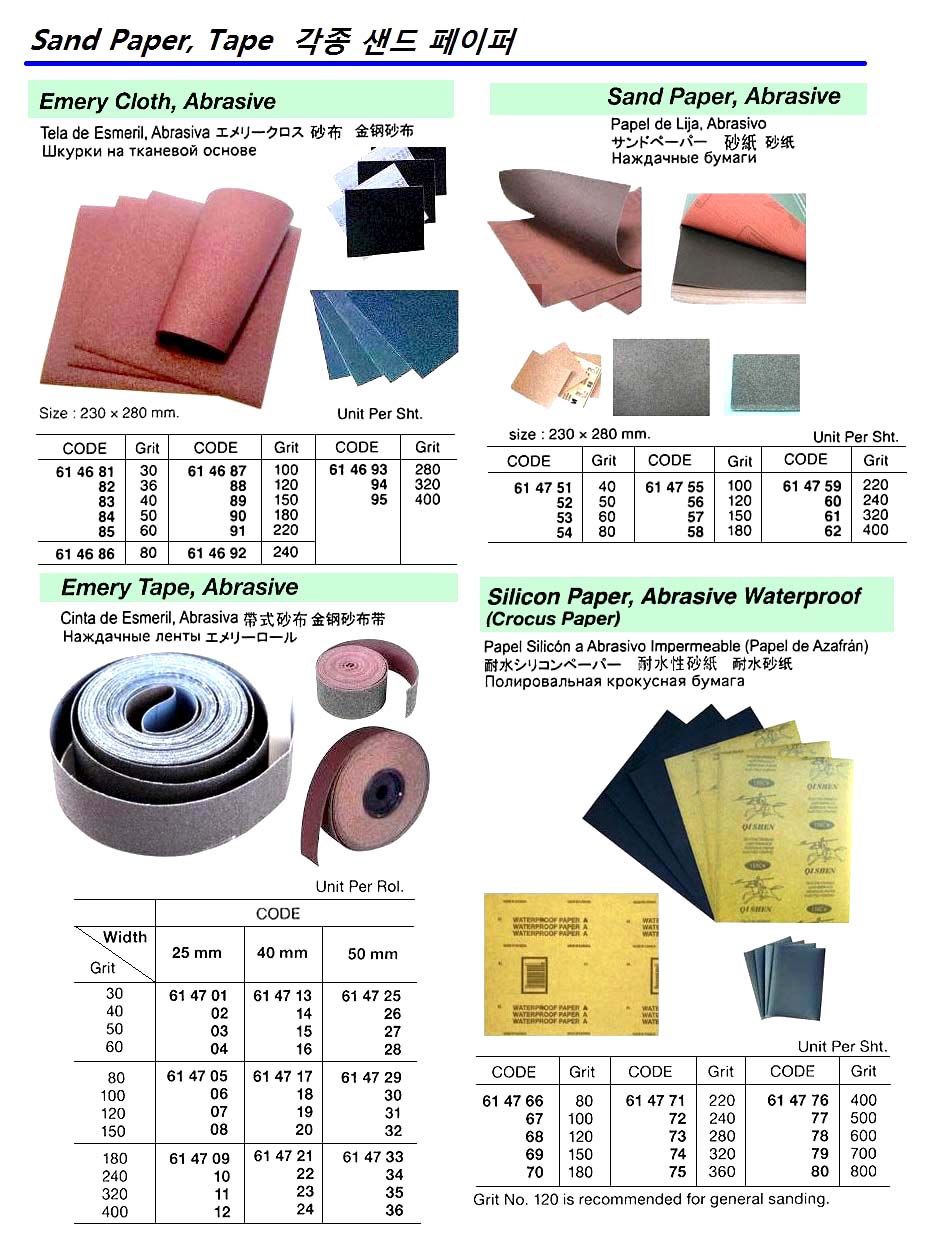 Impa Code: 614681 - EMERY CLOTH, ABRASIVE, 230×280 MM, GRIT # 30