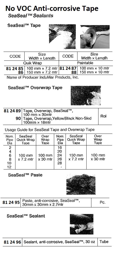 NO VOC ANTI-CORROSIVE TAPE, SEASEL, QUICK WRAP, 100MM x 7.2 MTR, InduMar - IMPA 812485