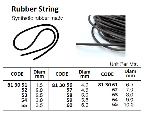 RUBBER STRING, 2 MM DIAM - IMPA 813052