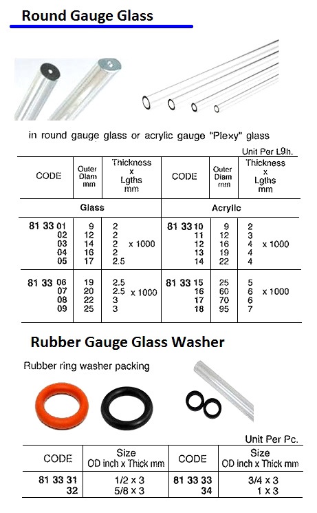 ROUND GAUGE GLASS, OD-12 x T-2 x L-1000MM - IMPA 813302